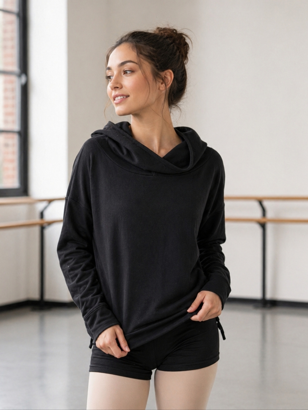 Capezio Black Oversized Sweatshirt Hoodie, Dance, Size S